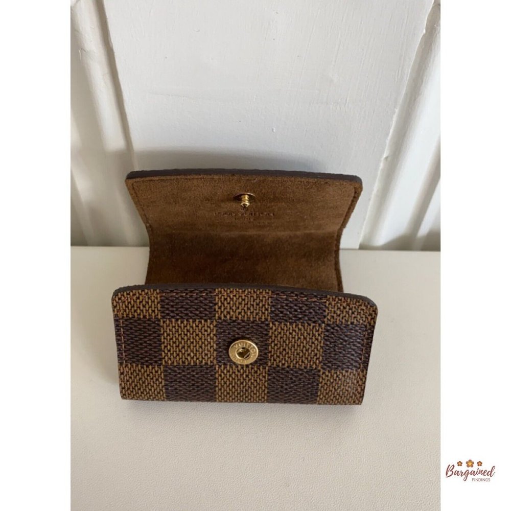 Authentic Louis Vuitton Brown Damier Ebene Coated Canvas Cufflinks Case - Picture 12 of 13